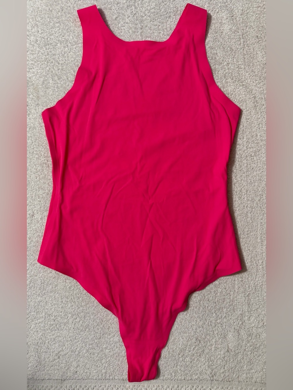 Aerie SMOOTHEZ High Neck Seamless Thong Sleeveless Bodysuit Neon Second Skin
